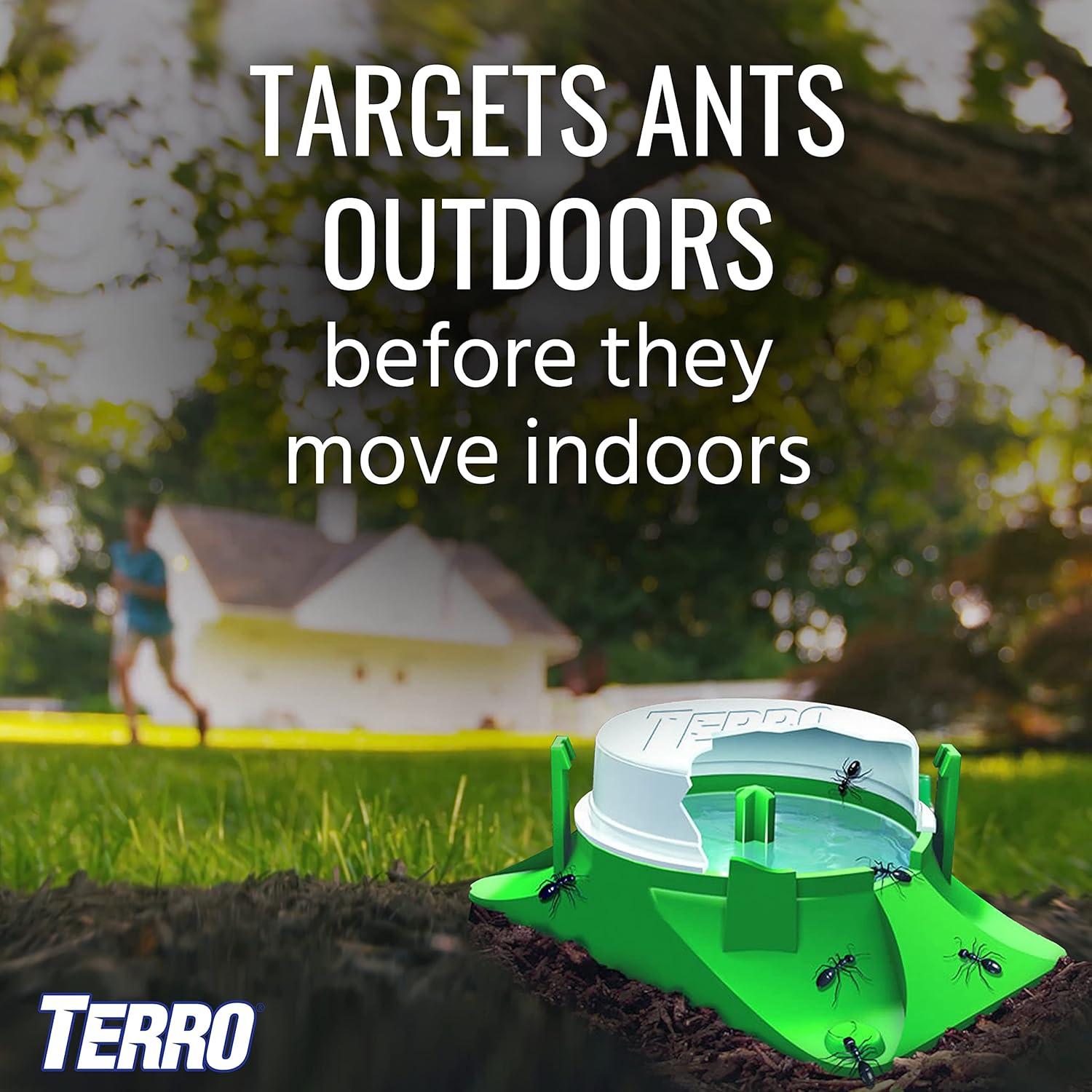 imageTERRO T18046 Outdoor ReadytoUse Liquid Ant Bait Killer and Trap  Kills Common Household Ants  4 Bait Stations4 Bait Stations