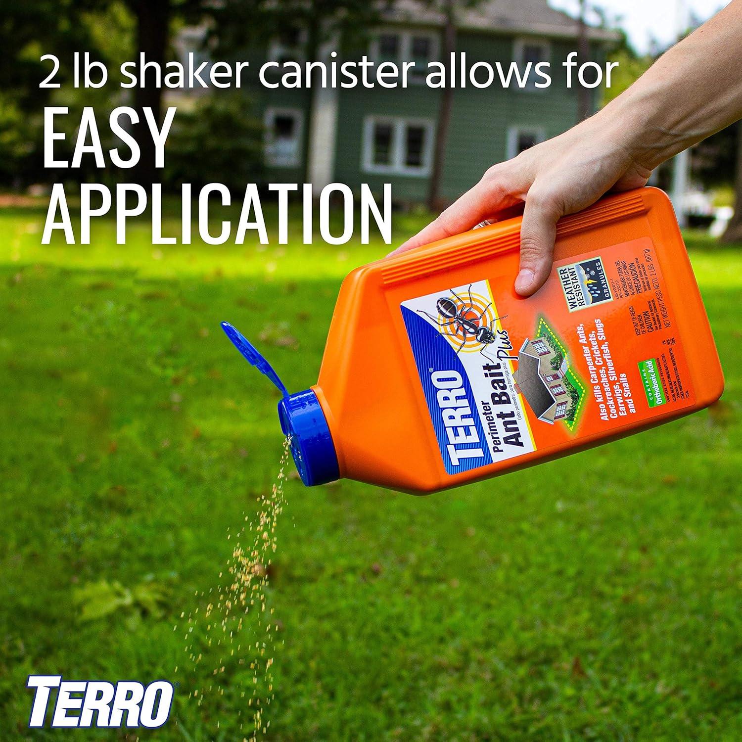 imageTERRO T2600 Perimeter Outdoor Ant Bait Plus  Attracts and Kills Carpenter Ants Roaches Crickets Earwigs Silverfish Slugs and Snails  2 Pack 4Lbs2 Pack