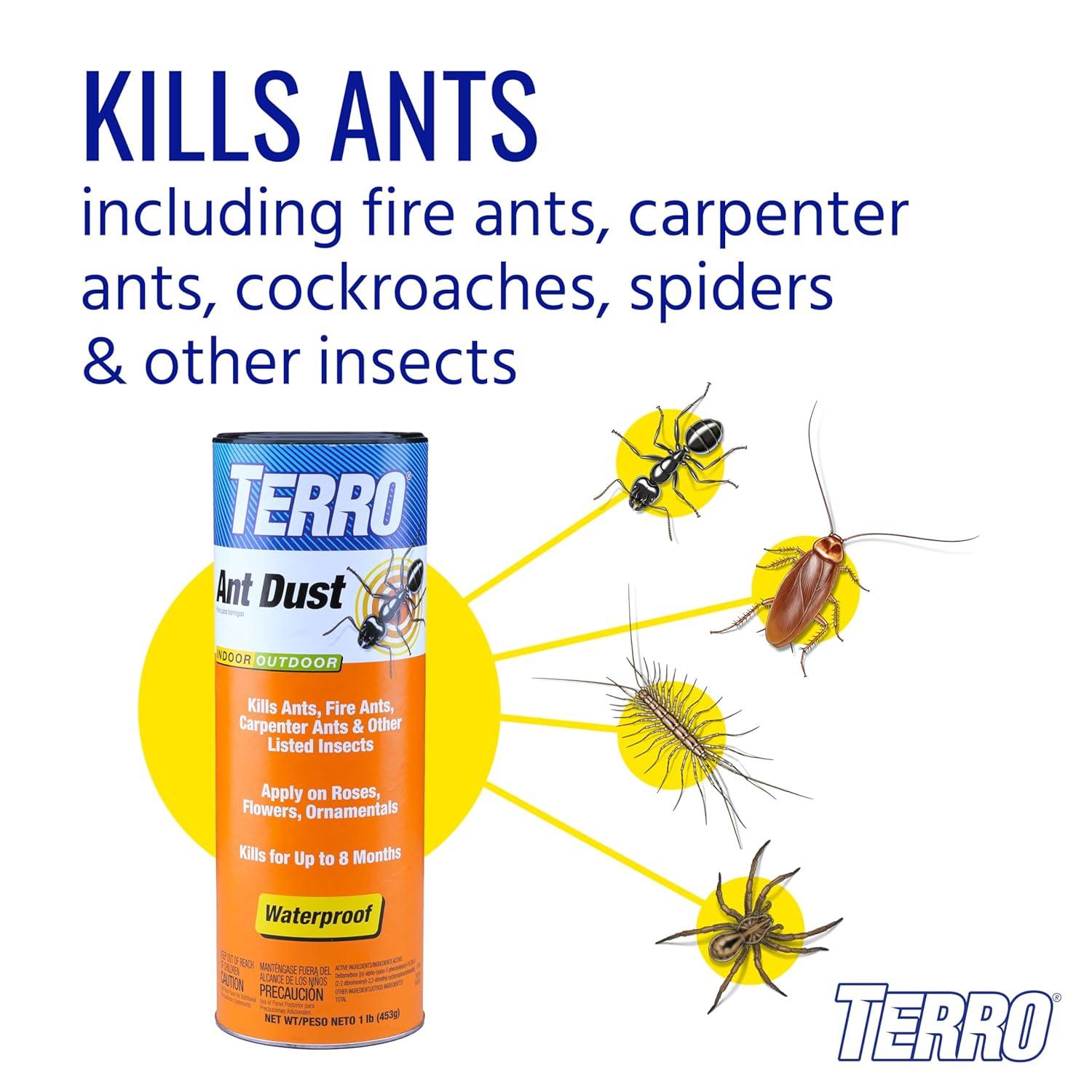 imageTERRO T600 Ant Dust Powder Killer for Indoors and Outdoors  Kills Ants Fire Ants Carpenter Ants Roaches Spiders and Other Insects  1lb1lb