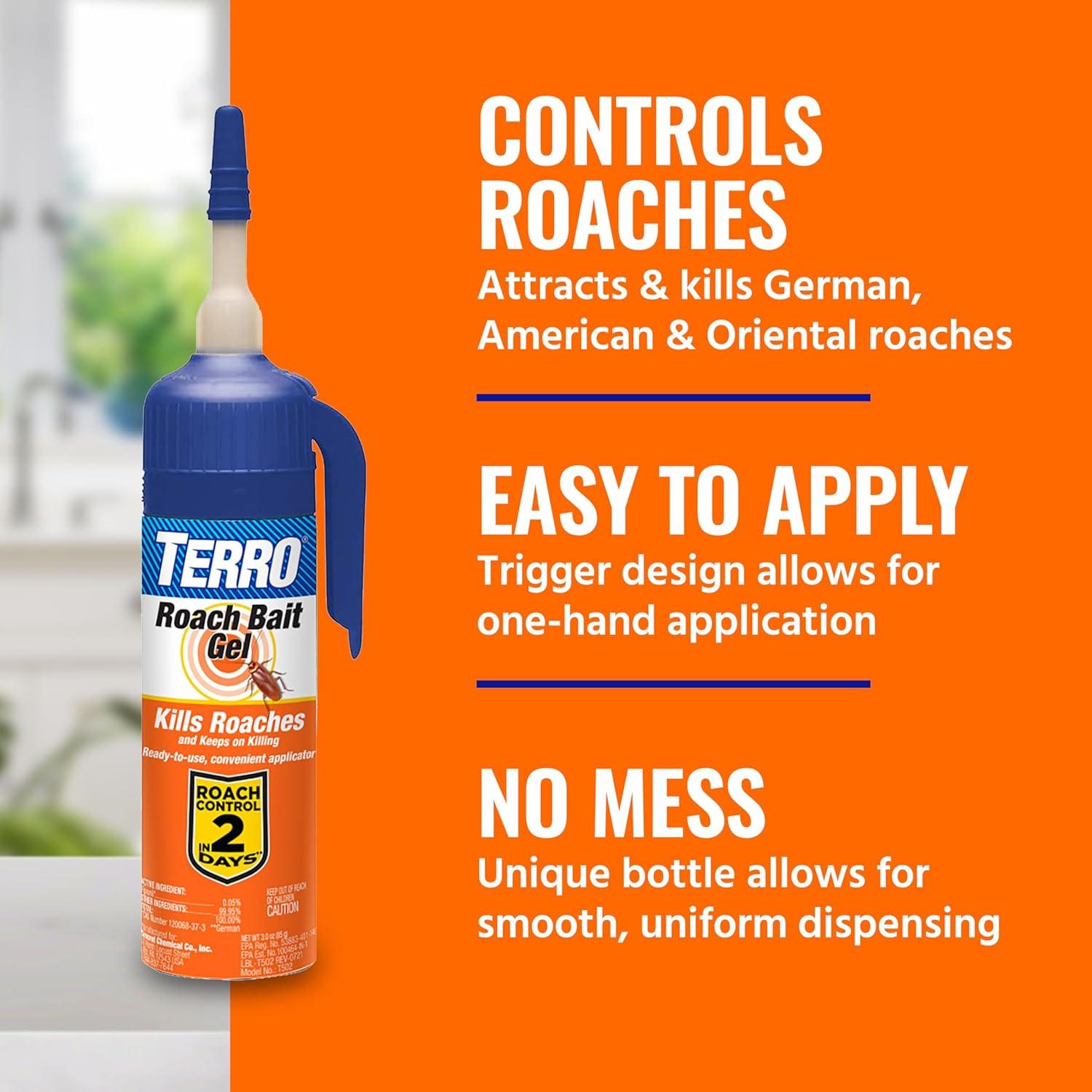 imageTerro T502 ReadytoUse Indoor Cockroach Gel Bait Killer  Kills German American Oriental Roaches 3 oz