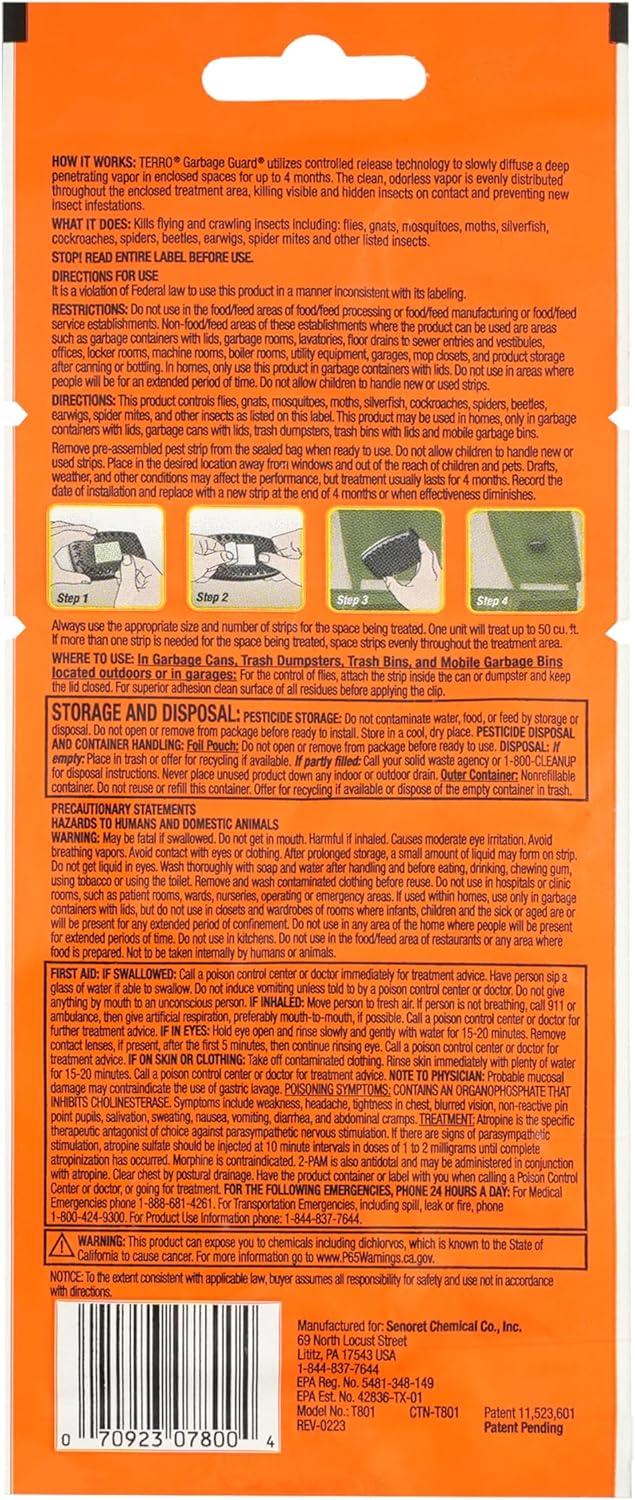 imageTerro T800 Garbage Guard Trash Can Insect Killer  Kills Flies Roach Maggots Beetles and Insects in Outdoor Garbage Can2 Pack