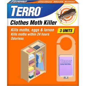 imageTERRO Clothes Moth Killer  T2903 3 Pack  Kills Adult Clothes Moths Larvae and Moth Eggs  No Moth Balls Odor