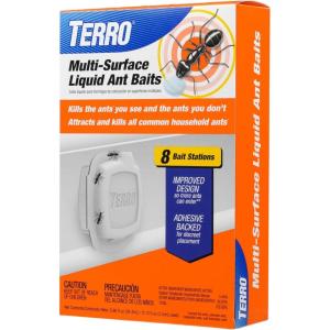 imageTERRO Indoor Liquid Ant Baits with Adhesive Strips for Discreet Baiting  TERRO Ant Trap and Bait Station  4 Pack  T334B8 Bait Stations Pack of 12